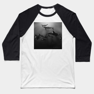 Whales in black and white Baseball T-Shirt